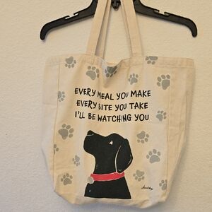 Canvas Tote Bag with Dog Print